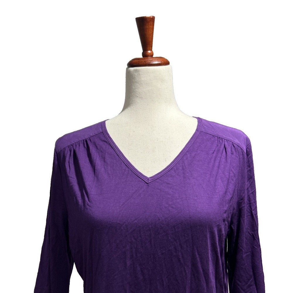 St. John Women's Blouse Medium Viscose Draped V-Neck Short Sleeve Shirt Top - Picture 2 of 10